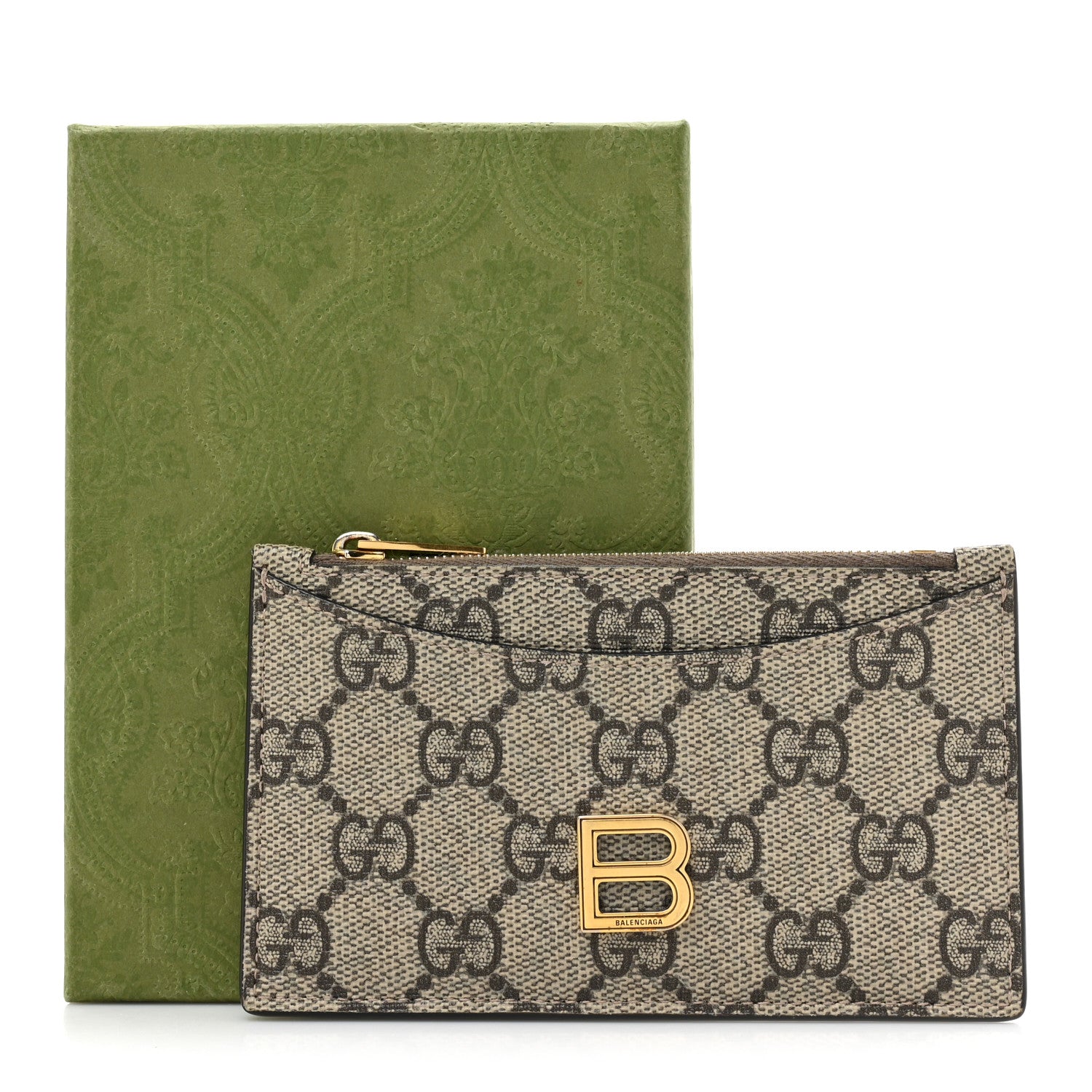 Gucci X BALENCIAGA GG Supreme Monogram Zip Card Case Beige Ebony 10 of 10