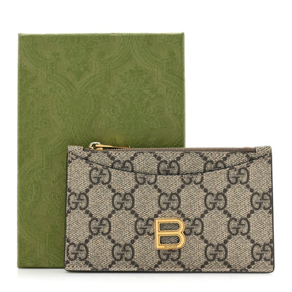 Gucci X BALENCIAGA GG Supreme Monogram Zip Card Case Beige Ebony 10 of 10
