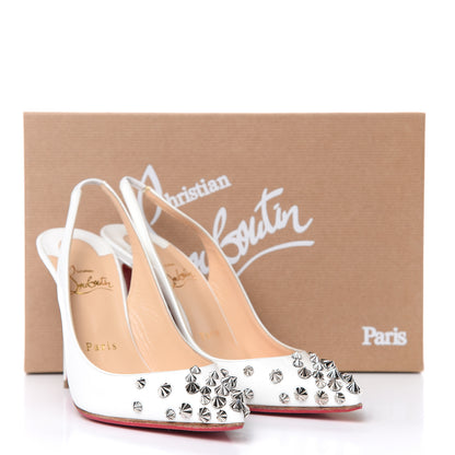 Christian Louboutin Patent Drama Sling 100 Pumps 36.5 Latte Silver 12 of 12