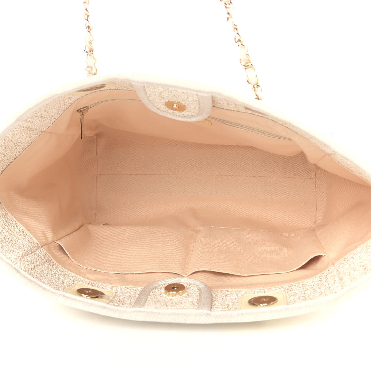Lurex Boucle Small Deauville Tote Ivory