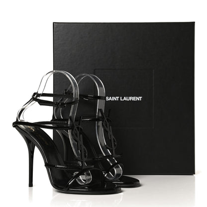 Saint Laurent Patent Cassandra 100 Ankle Strap Sandals 38 Black 11 of 11