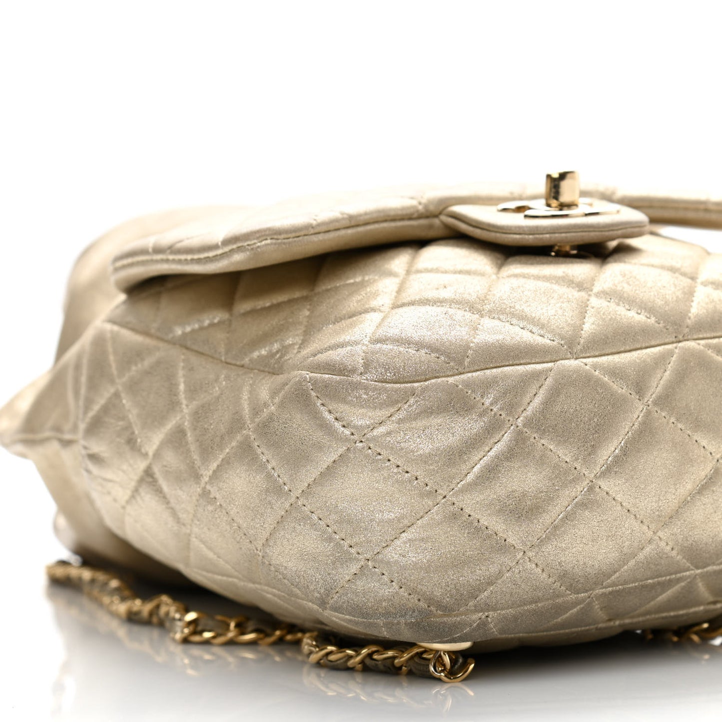Metallic Lambskin Quilted Small In Seoul Backpack Light Gold
