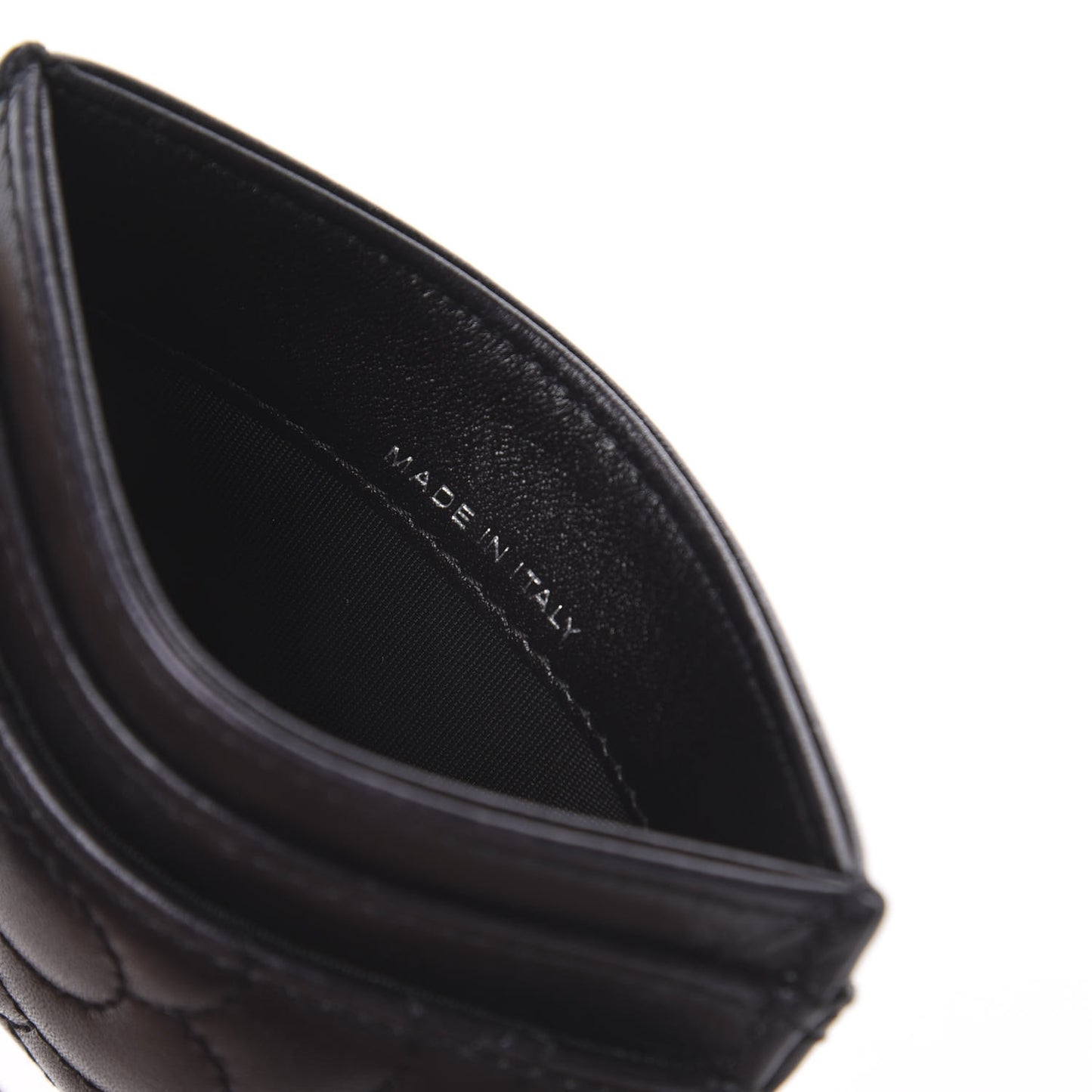 Lambskin Camellia Embossed Card Holder Black