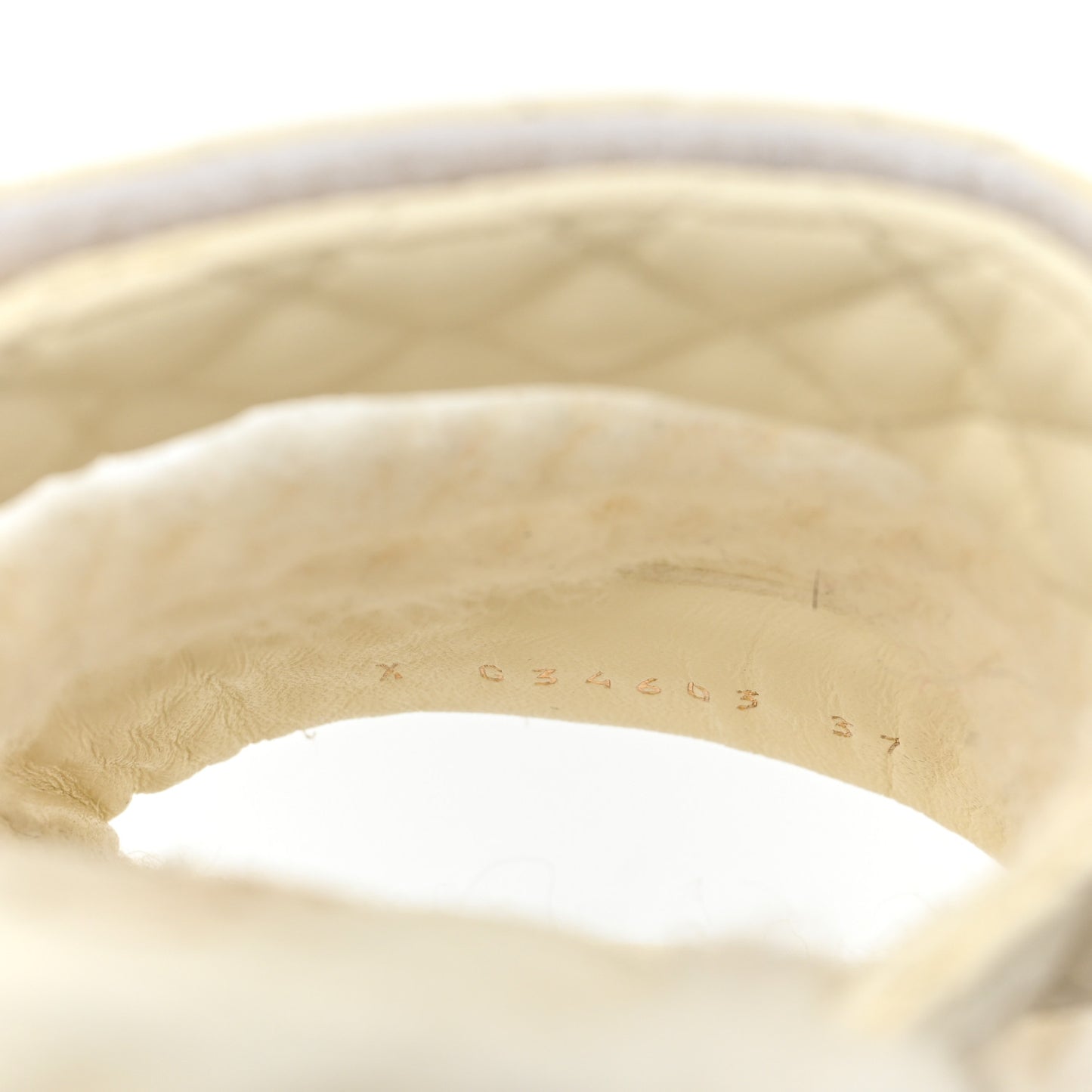 Cord Lambskin Quilted Logo Mules 37 Ivory