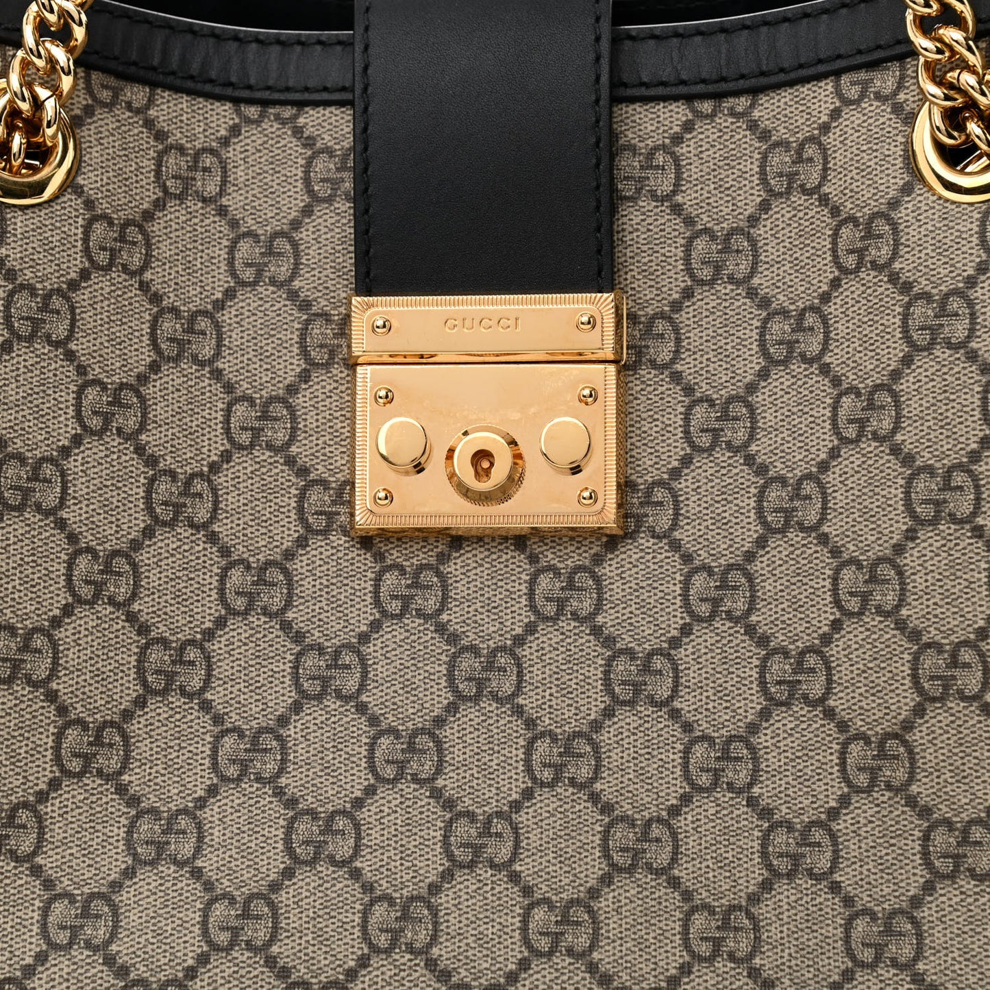 GG Supreme Monogram Medium Padlock Tote Black