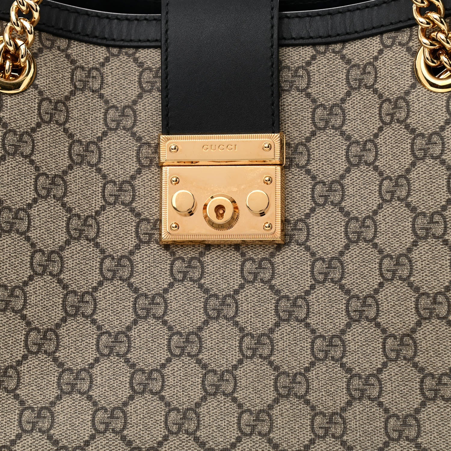 Gucci GG Supreme Monogram Medium Padlock Tote Black 9 of 14