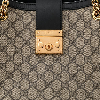 Gucci GG Supreme Monogram Medium Padlock Tote Black 9 of 14
