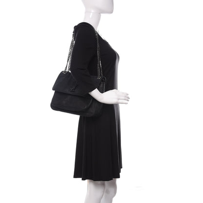 Saint Laurent Nubuck Crocodile Embossed Monogram Medium Niki Chain Satchel Black 2 of 9