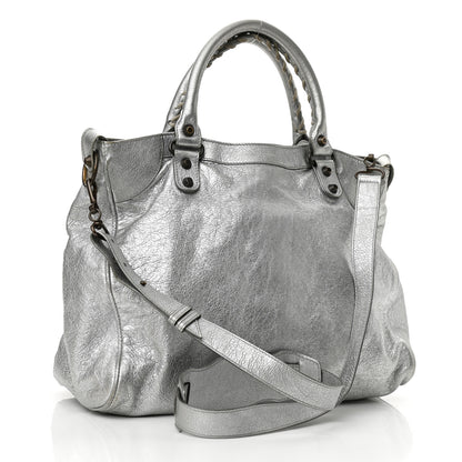 Balenciaga Metallic Agneau Classic Hardware Velo Gris Aluminum 3 of 11