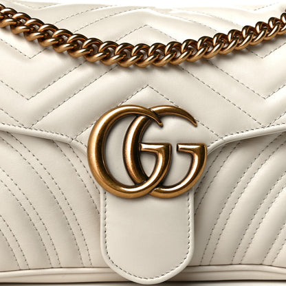 Gucci Calfskin Matelasse Small GG Marmont Shoulder Bag White 5 of 10