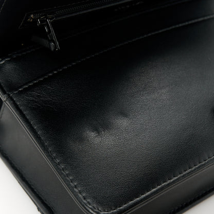 Chanel Aged Calfskin Chevron Quilted Gabrielle Wallet On Chain WOC Black 12 of 13