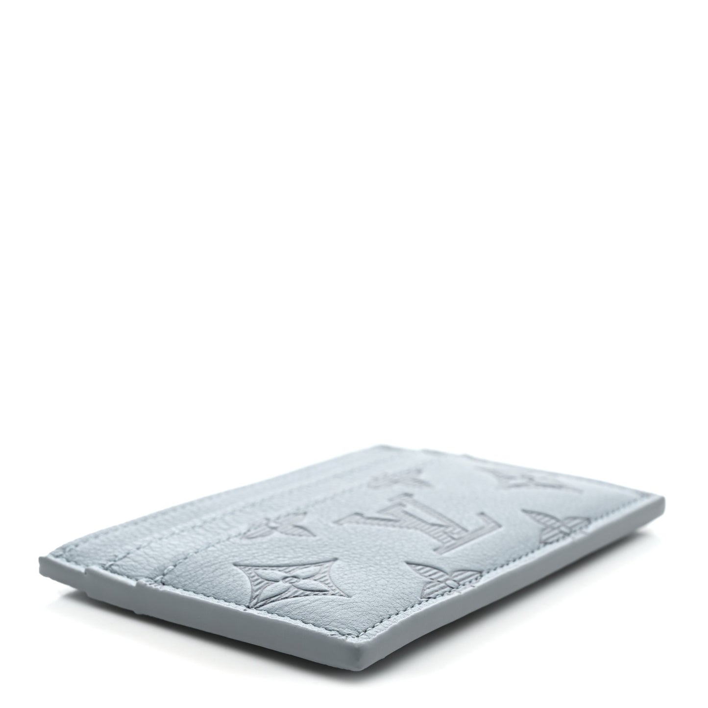 Calfskin Monogram Shadow Double Card Holder Sky Blue