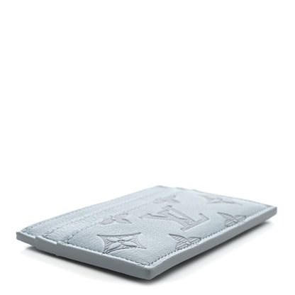 Louis Vuitton Calfskin Monogram Shadow Double Card Holder Sky Blue 4 of 7