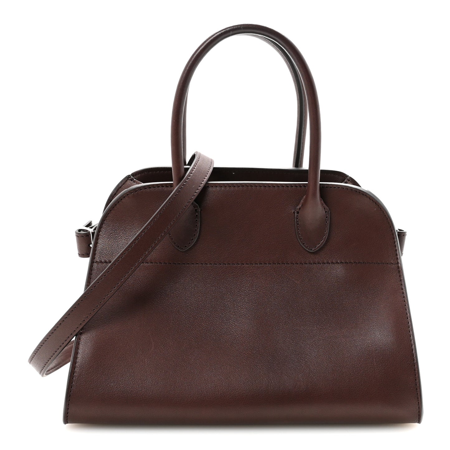 Polished Saddle Calfskin Soft Margaux 10 Bag Dark Brown