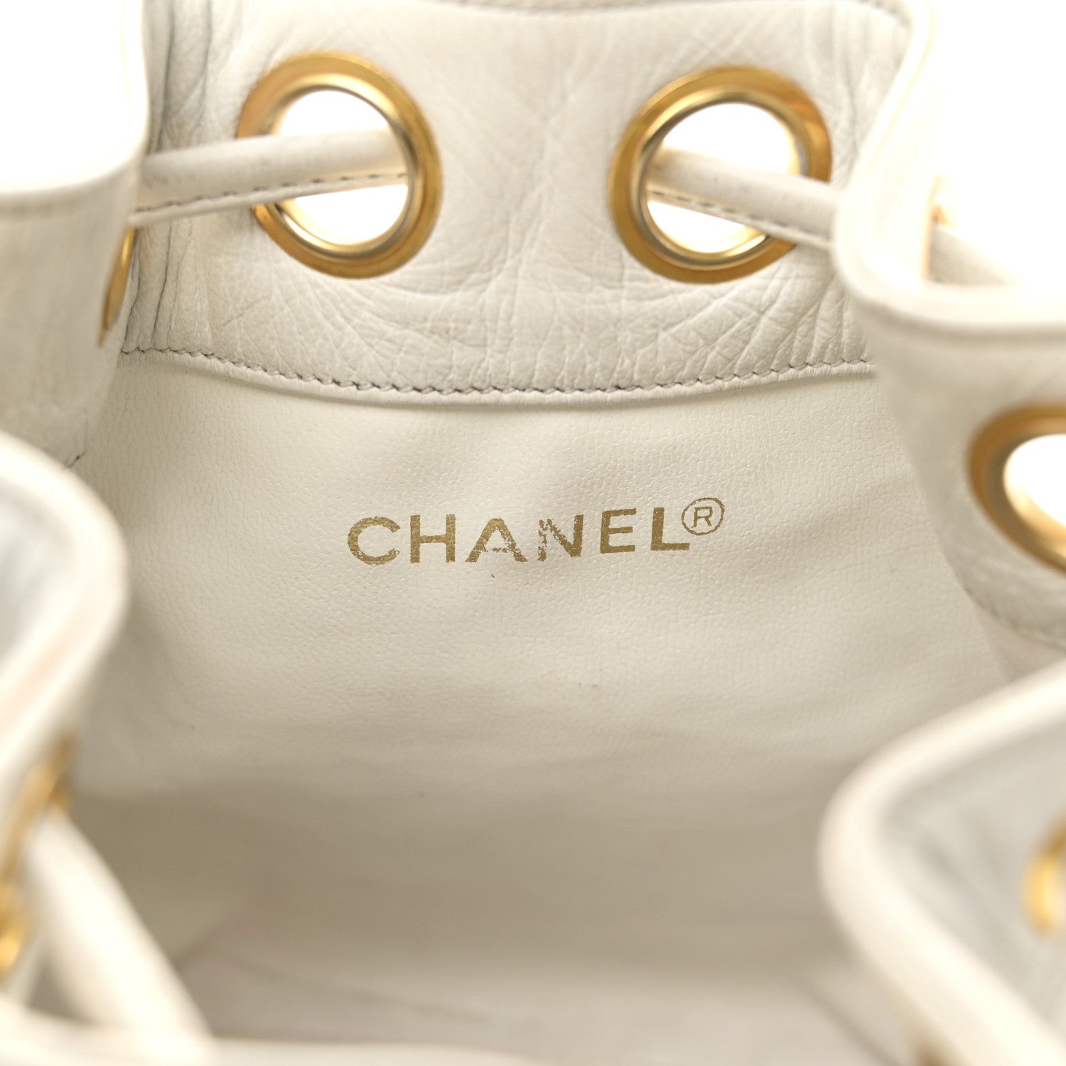 Chanel Lambskin CC Drawstring Bucket Bag White 7 of 17