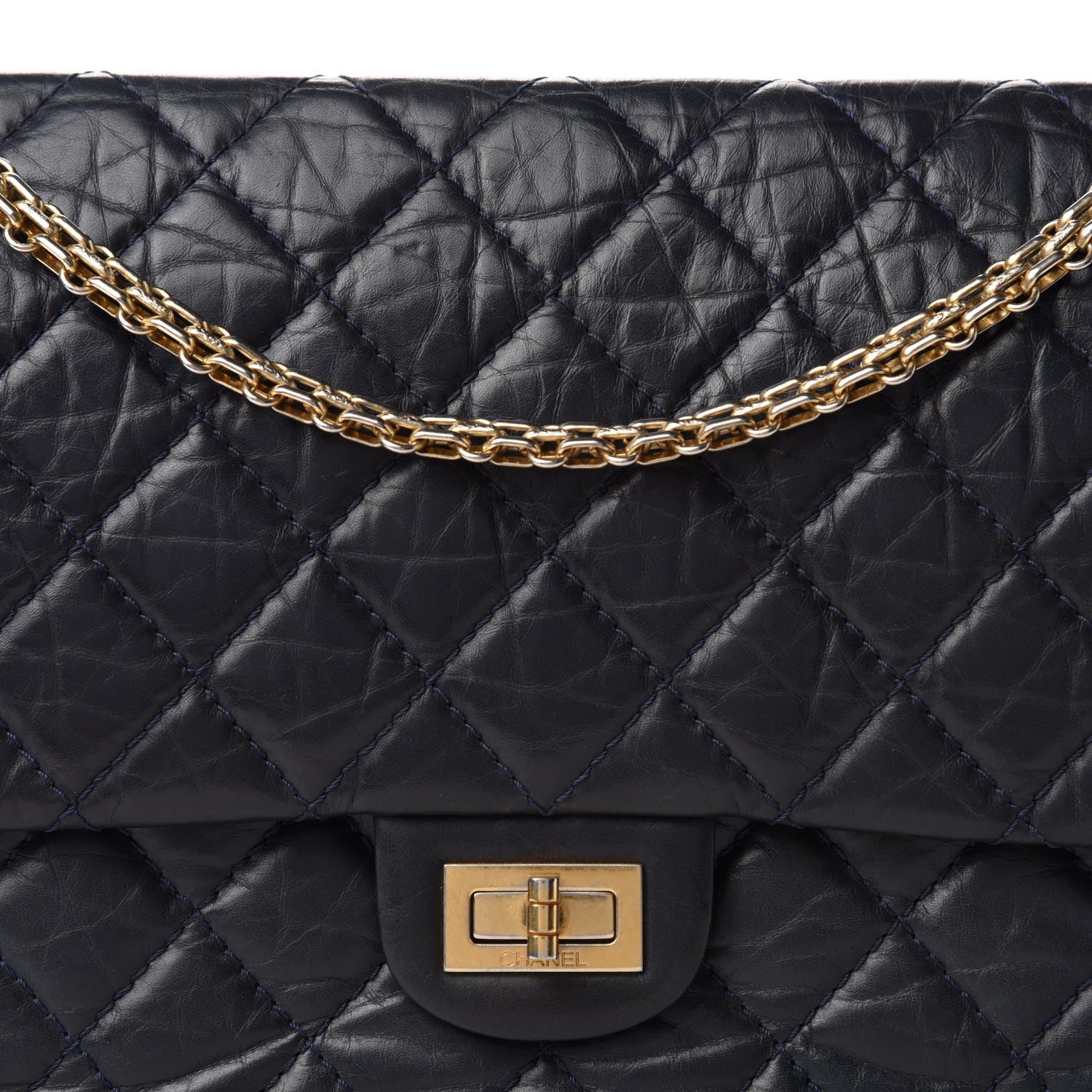 Chanel Aged Calfskin Quilted 2.55 Reissue 226 Flap Navy Blue 14 of 14