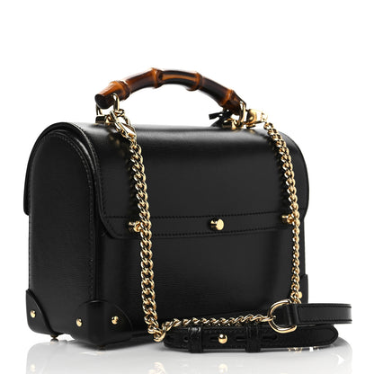 Gucci Calfskin Small Padlock Bamboo Shoulder Bag Black 3 of 7