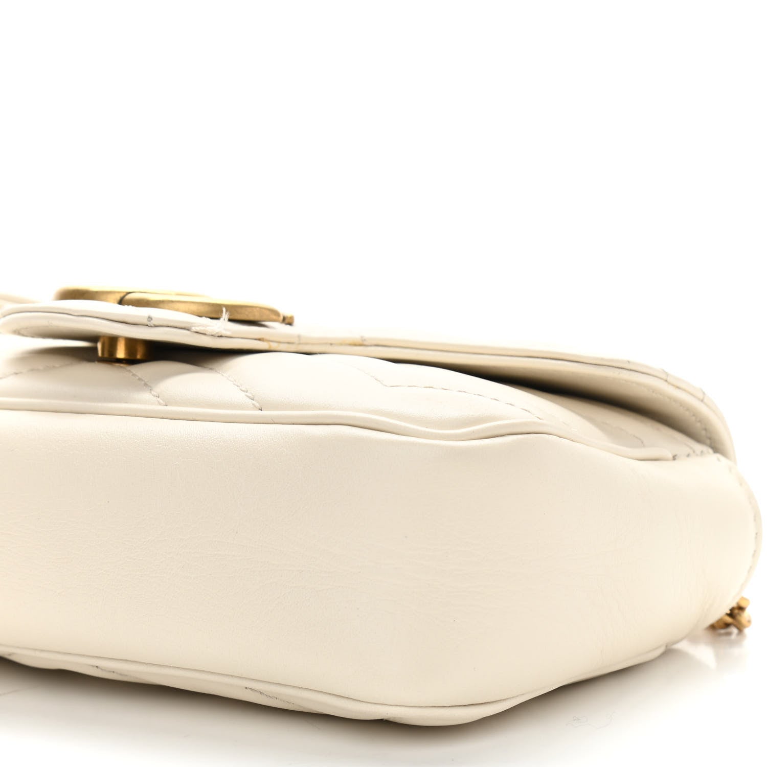 Gucci Calfskin Matelasse Super Mini GG Marmont Shoulder Bag White 10 of 11
