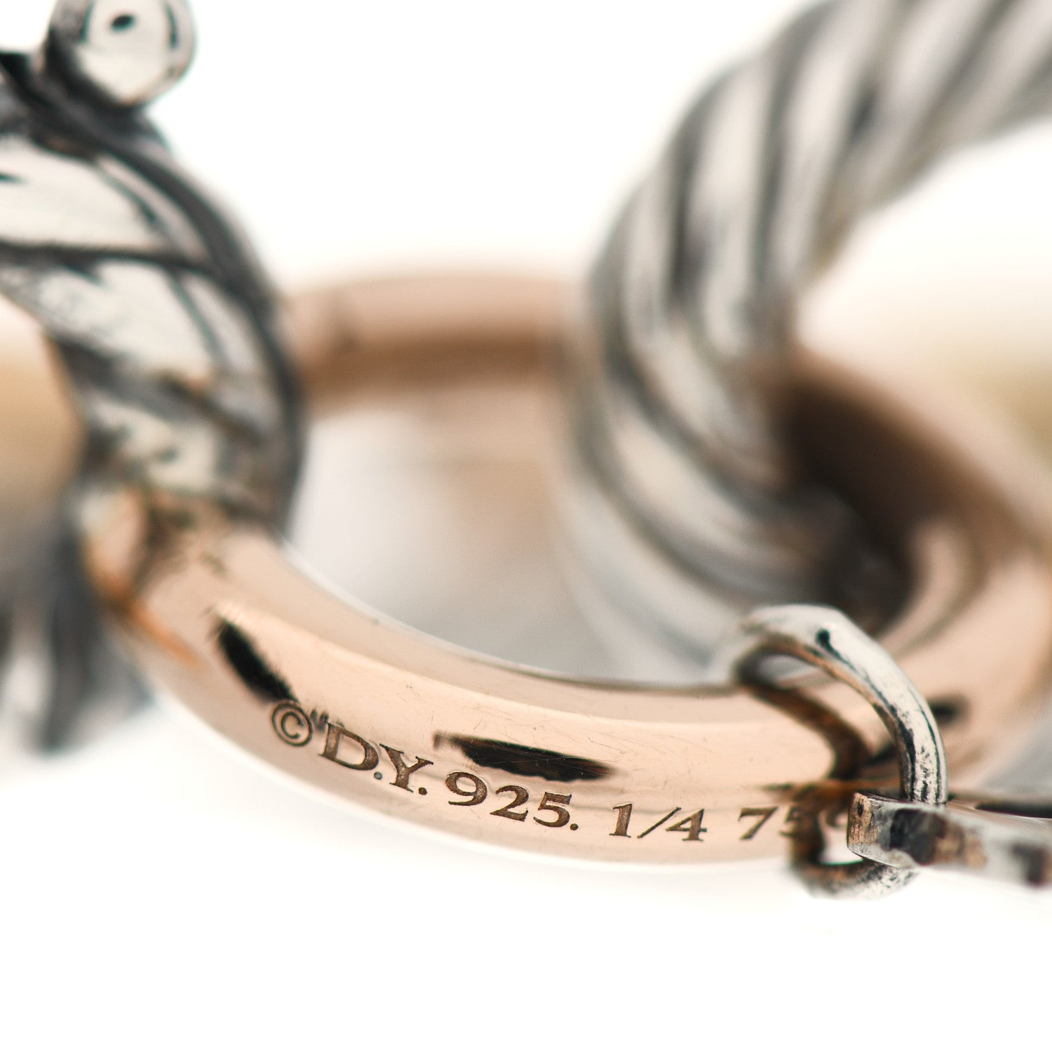 David Yurman Sterling Silver 18K Rose Gold 12mm Large Oval Link Bracelet 3 of 4