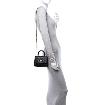 Chanel Caviar Quilted Coco Handle Clutch With Chain Black 2 of 12