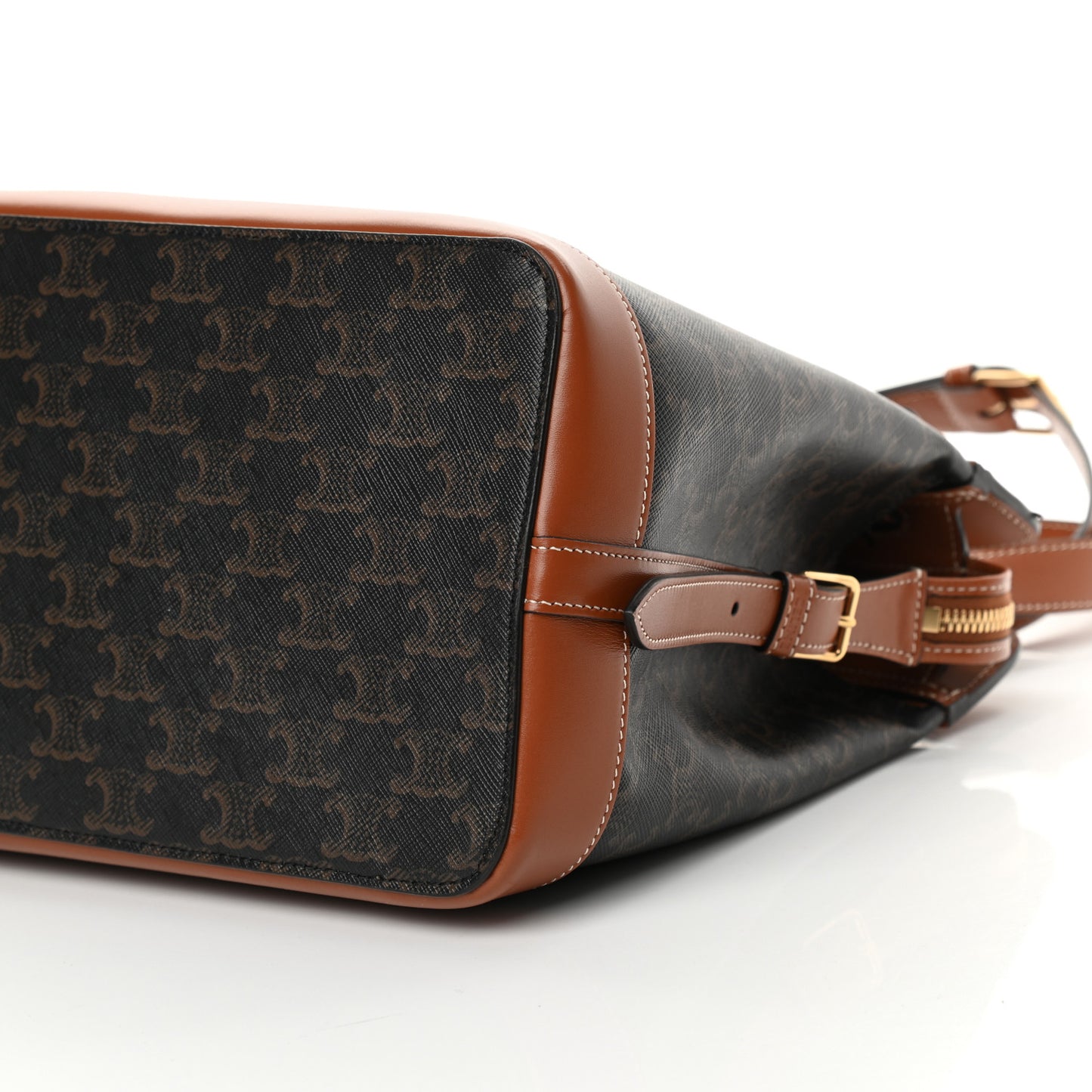 Triomphe Canvas Calfskin Cabas De France Handbag Tan