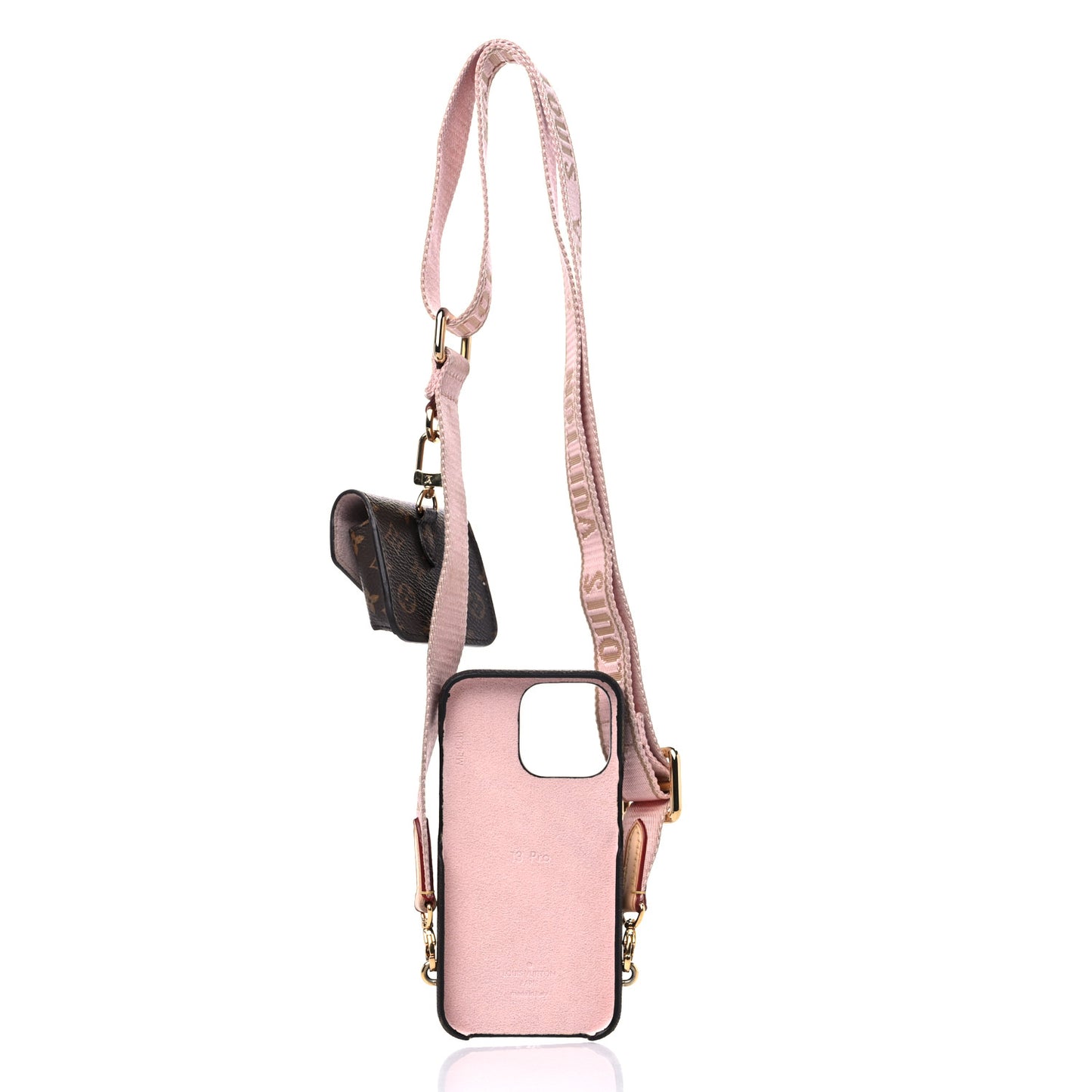 Monogram Bumper On Strap iPhone 13 Shoulder Strap Creme Pink
