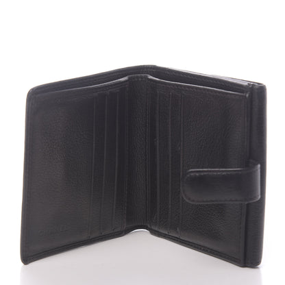 Chanel Glazed Goatskin Camellia Embossed French Flap Wallet Black 5 of 15