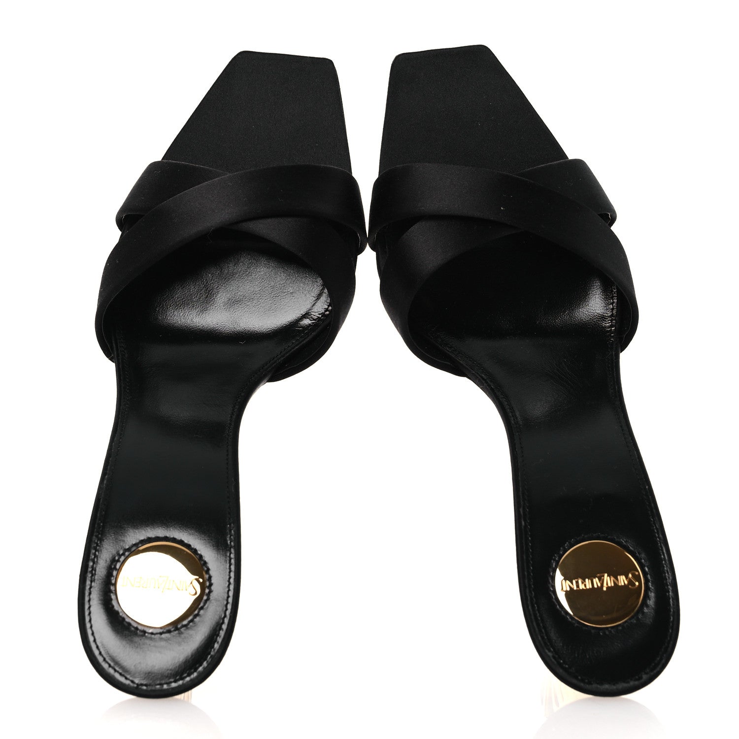 Saint Laurent Crepe Satin Crystal Opyum Mules 39 Black 2 of 12