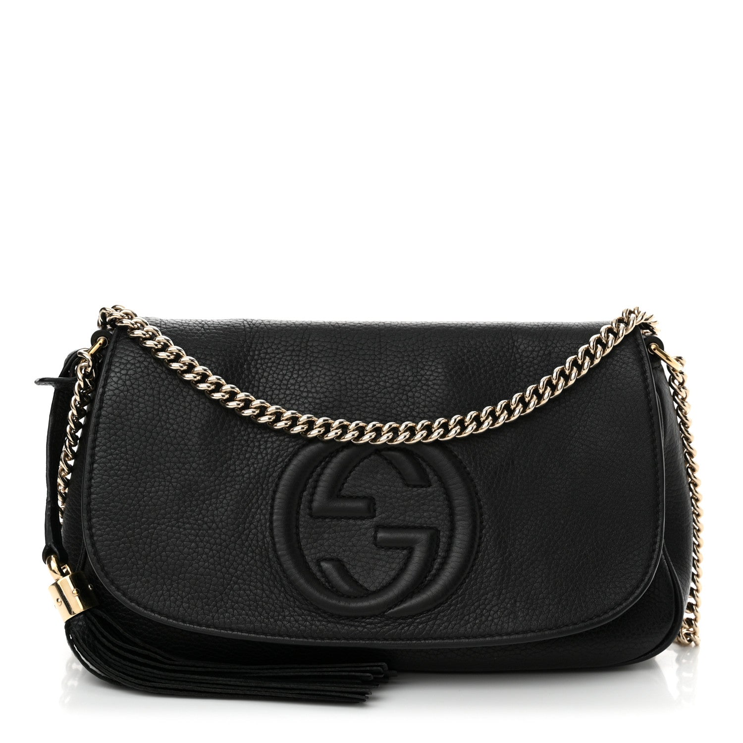 Gucci Pebbled Calfskin Medium Soho Flap Crossbody Black 1 of 15