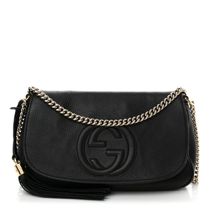 Gucci Pebbled Calfskin Medium Soho Flap Crossbody Black 1 of 15