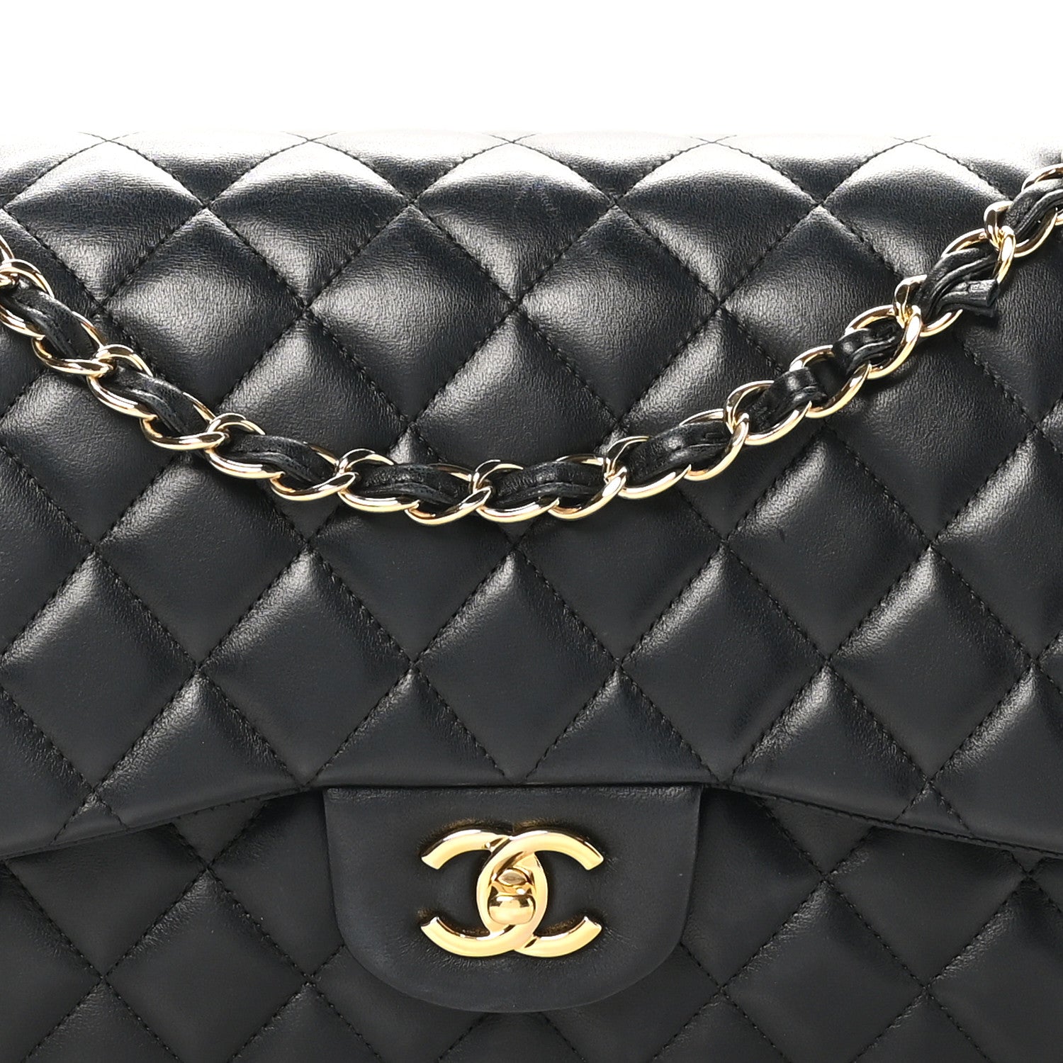 Chanel Lambskin Quilted Jumbo Double Flap Black 13 of 16