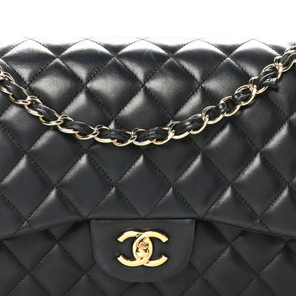 Chanel Lambskin Quilted Jumbo Double Flap Black 13 of 16