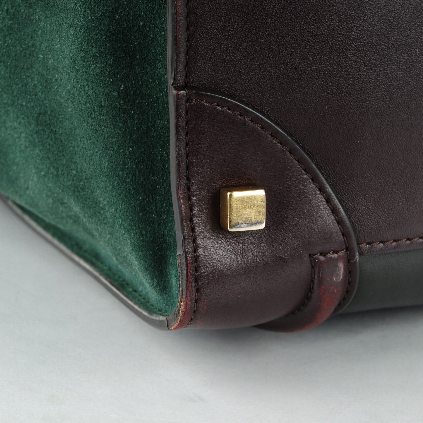 Smooth Calfskin Suede Mini Tri-Color Luggage Burgundy