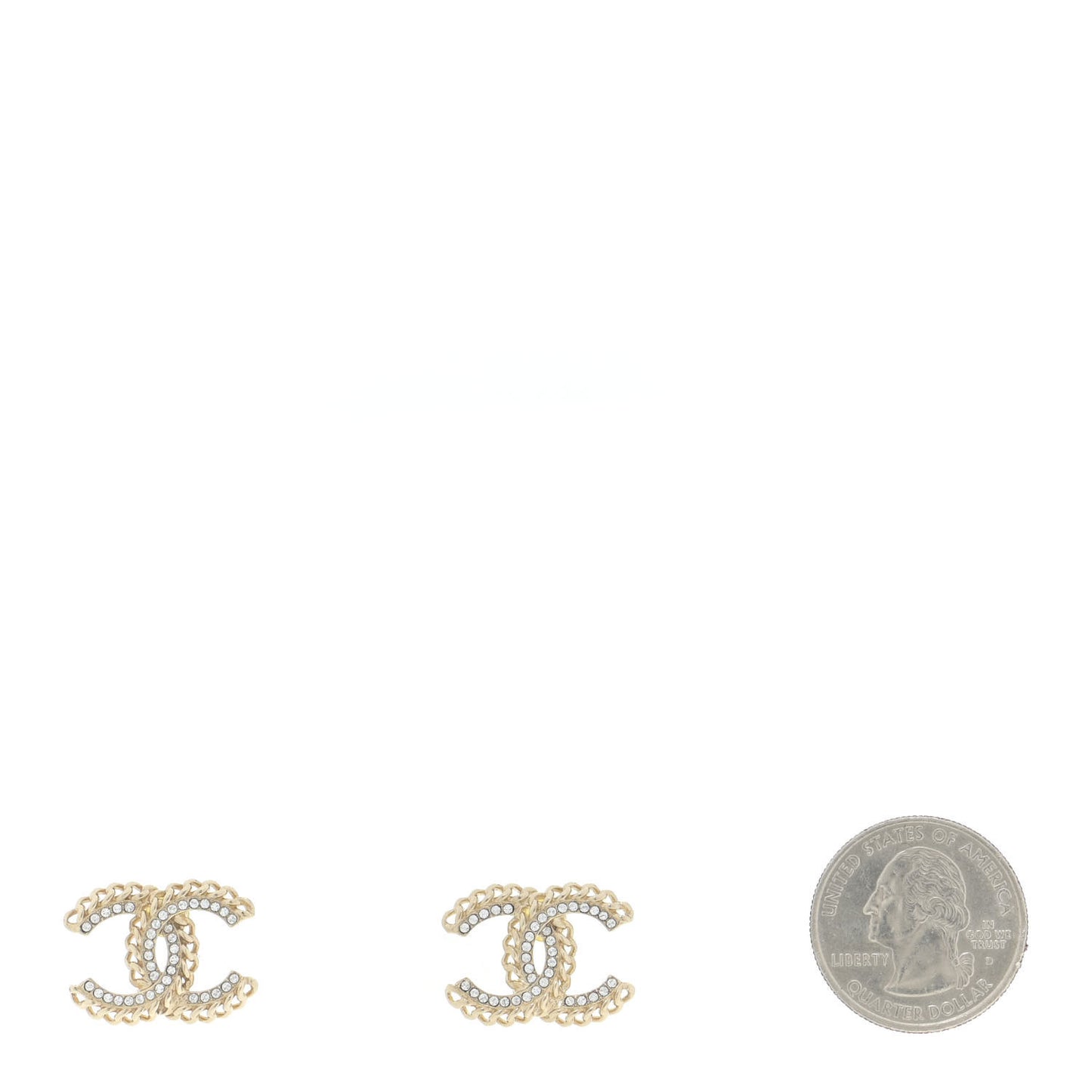 Crystal Chain CC Earrings Gold