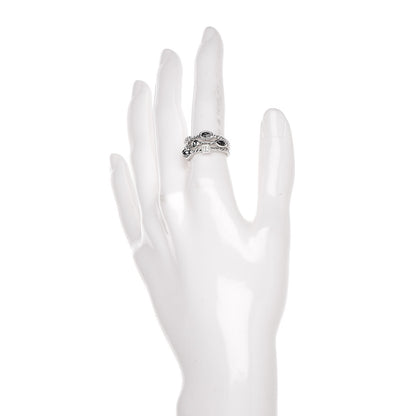 David Yurman Sterling Silver Diamond Black Onyx Hematine Confetti 3 Row Ring 50 5.5 2 of 5