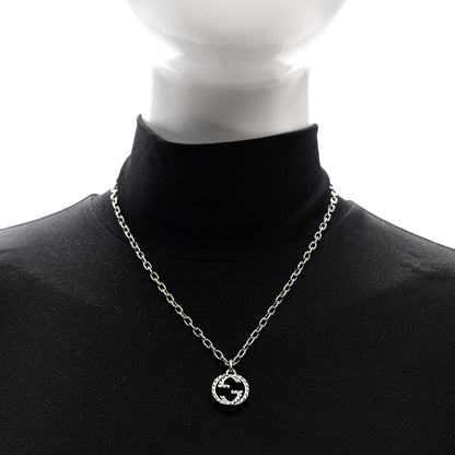 Gucci Sterling Silver Small Textured Interlocking G Pendant Necklace 2 of 4
