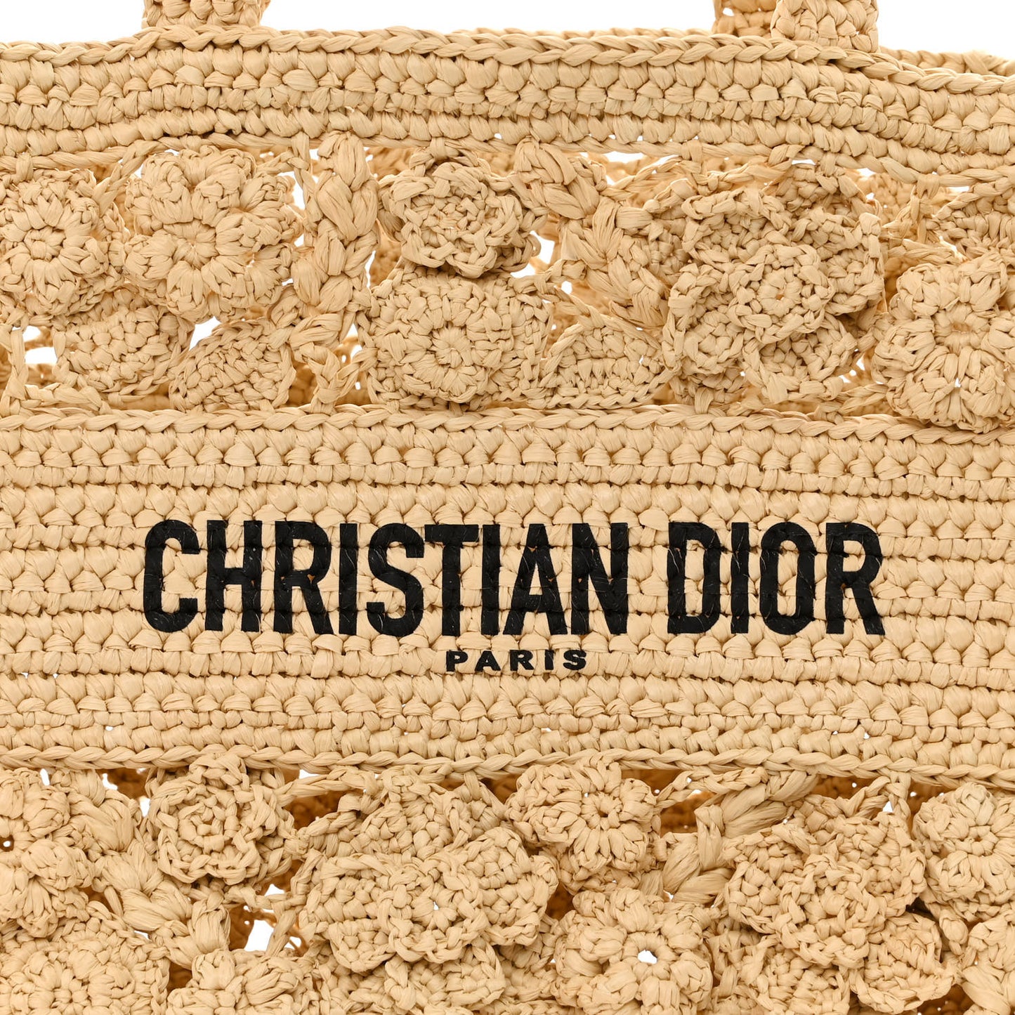 Woven Raffia Floral Embellished Small Book Tote Natural