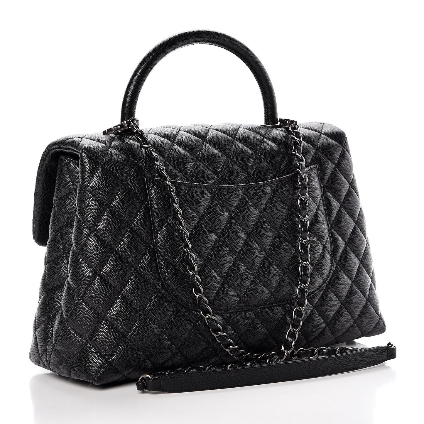 Caviar Quilted Medium Coco Handle Flap Black