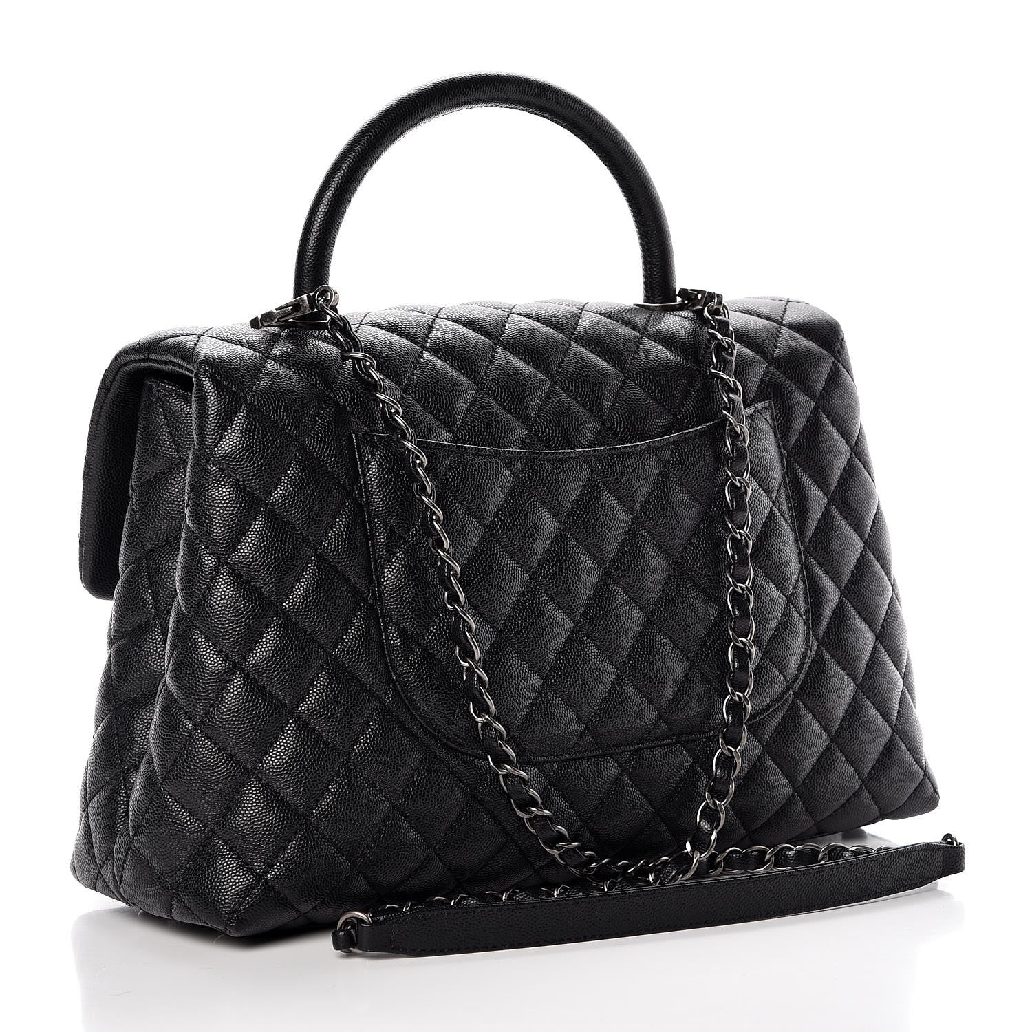 Chanel Caviar Quilted Medium Coco Handle Flap Black 3 of 8