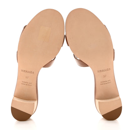 Hermes Calfskin Oasis Sandals 37 Gold 5 of 9