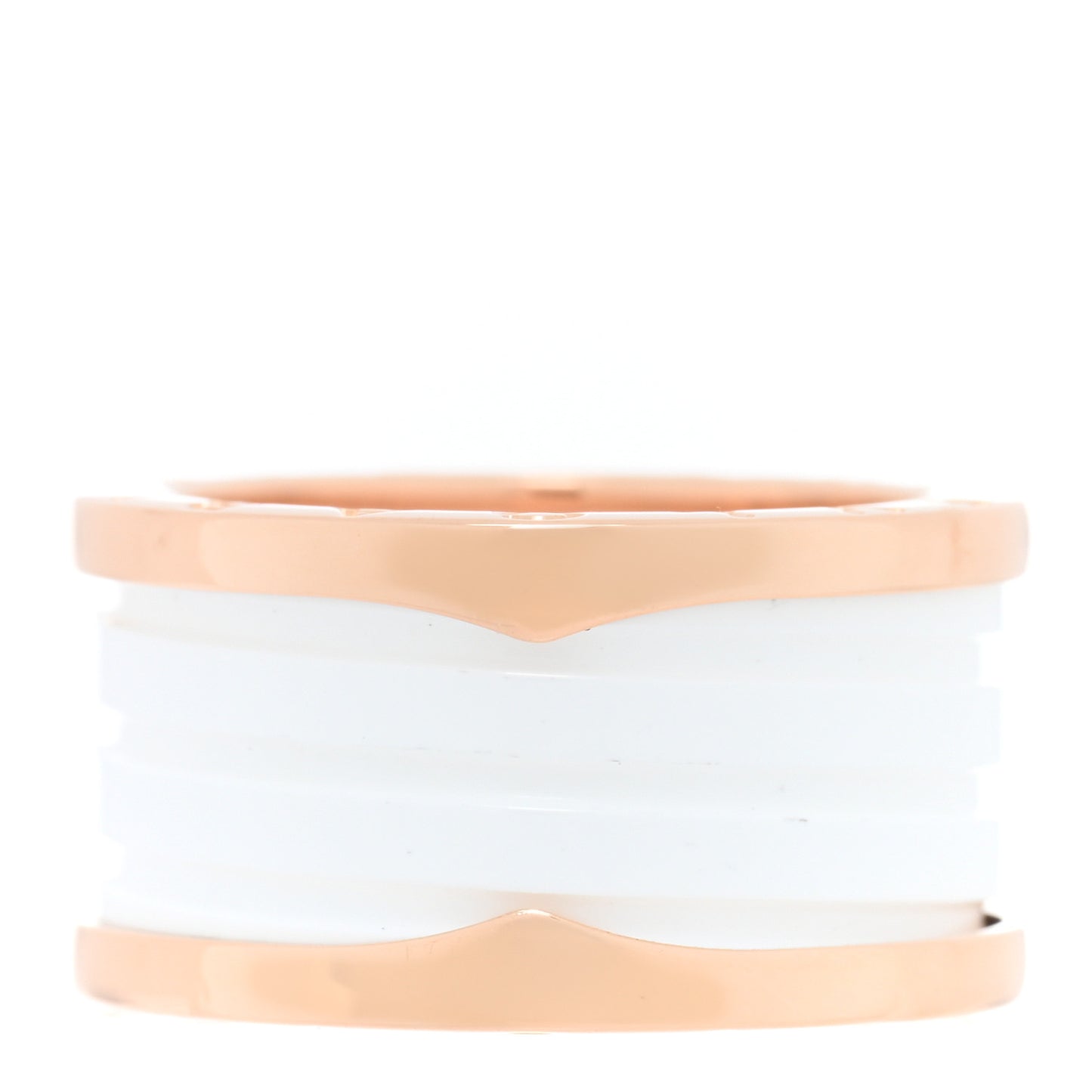 18K Rose Gold White Ceramic B.Zero1 Four-Band Ring 56 7.5