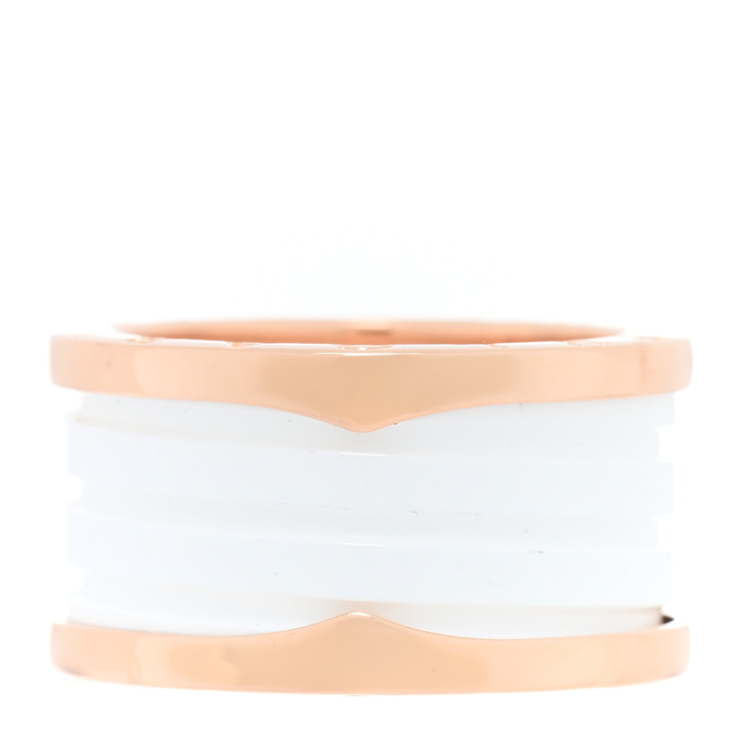 Bulgari 18K Rose Gold White Ceramic B.Zero1 Four-Band Ring 56 7.5 1 of 5