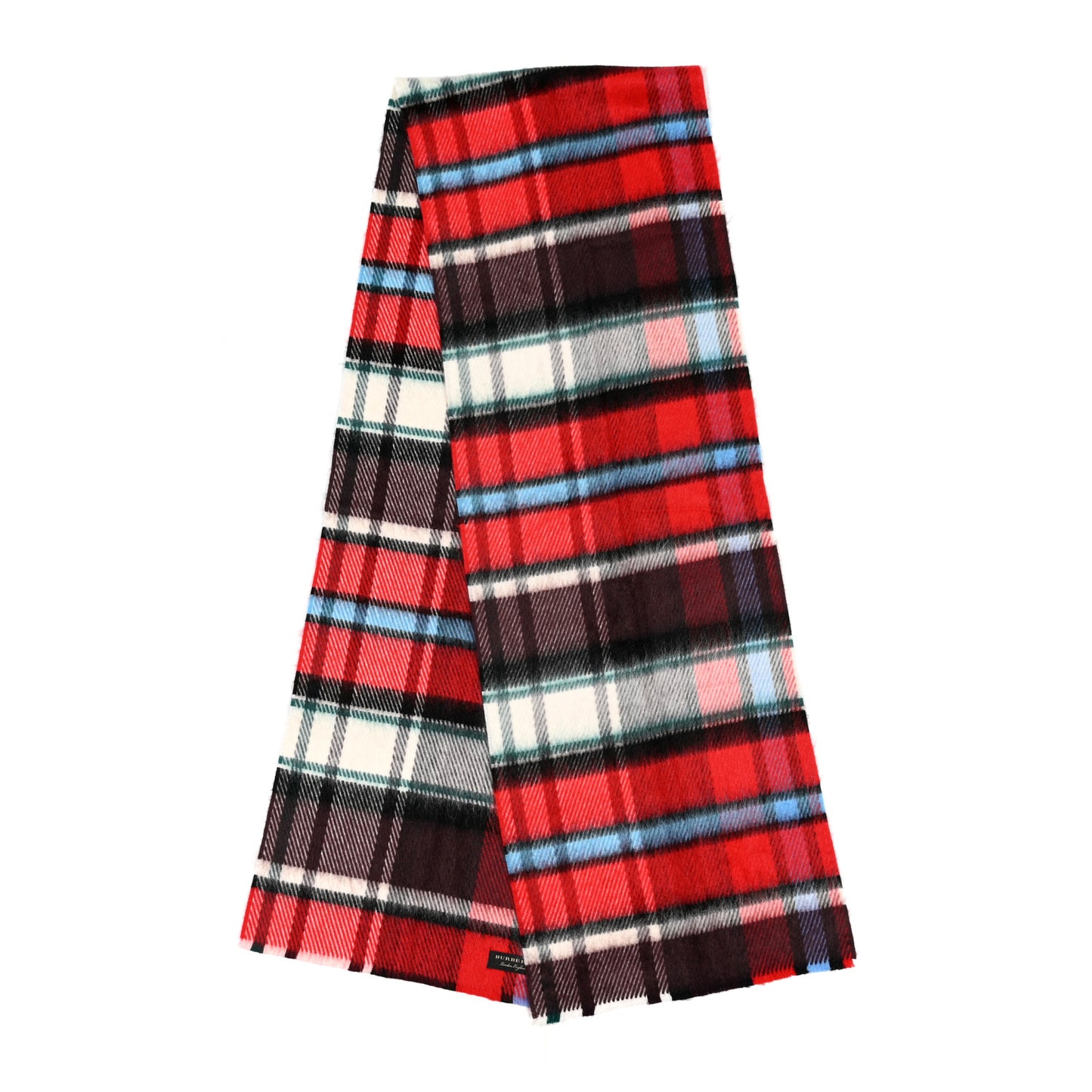 Mohair Wool Check Scarf Bright Red