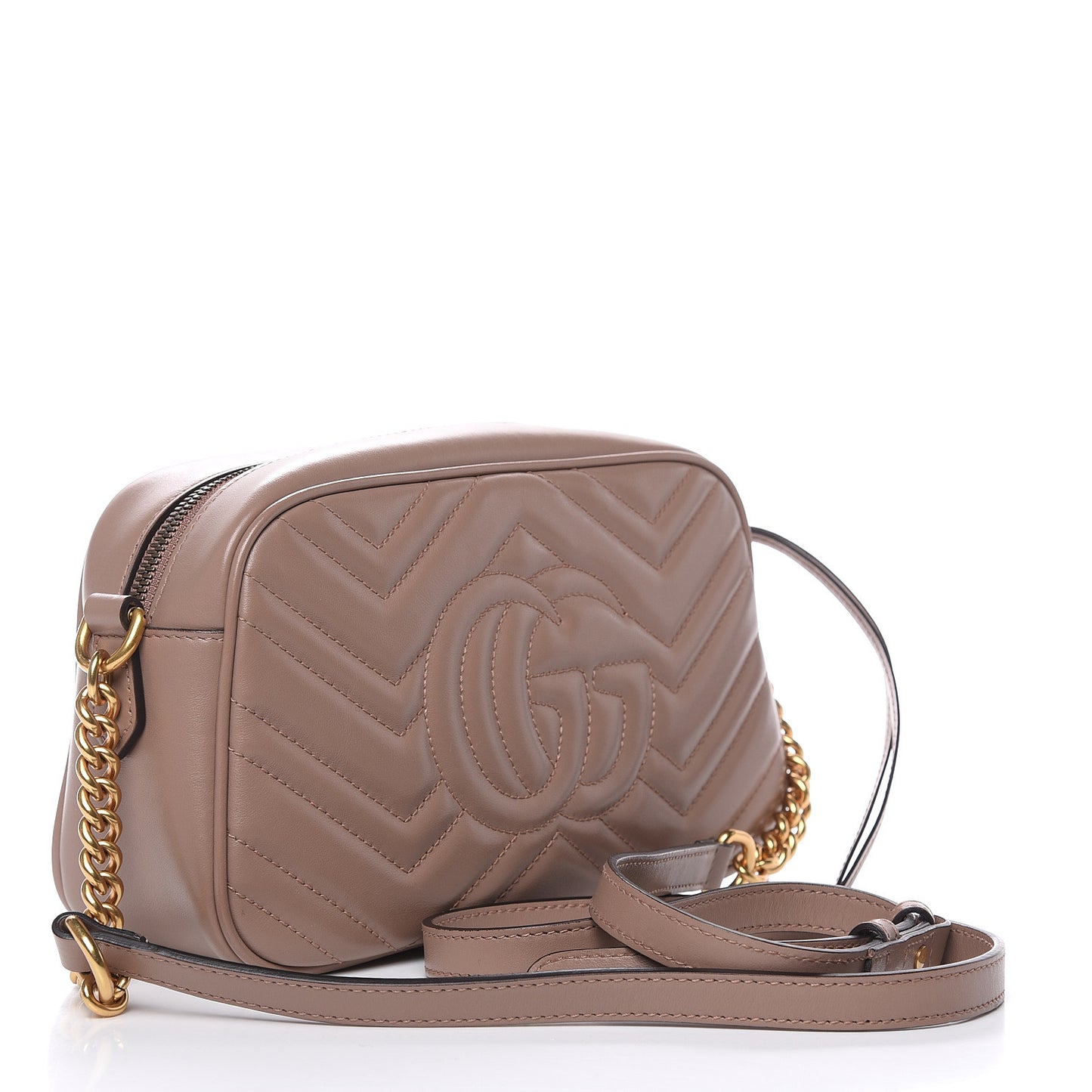 Calfskin Matelasse Small GG Marmont Chain Shoulder Bag Porcelain Rose