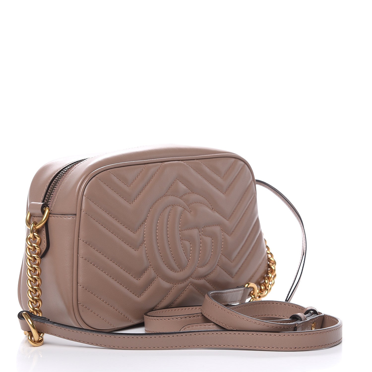 Gucci Calfskin Matelasse Small GG Marmont Chain Shoulder Bag Porcelain Rose 3 of 9