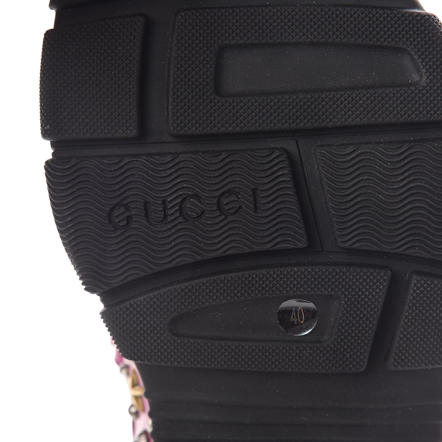 Nappa Mesh Crystal Embellished Studded Womens Aguru Sandals 40 Pink Black