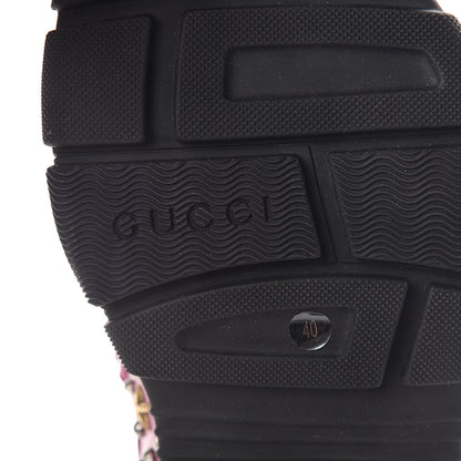 Gucci Nappa Mesh Crystal Embellished Studded Womens Aguru Sandals 40 Pink Black 6 of 8