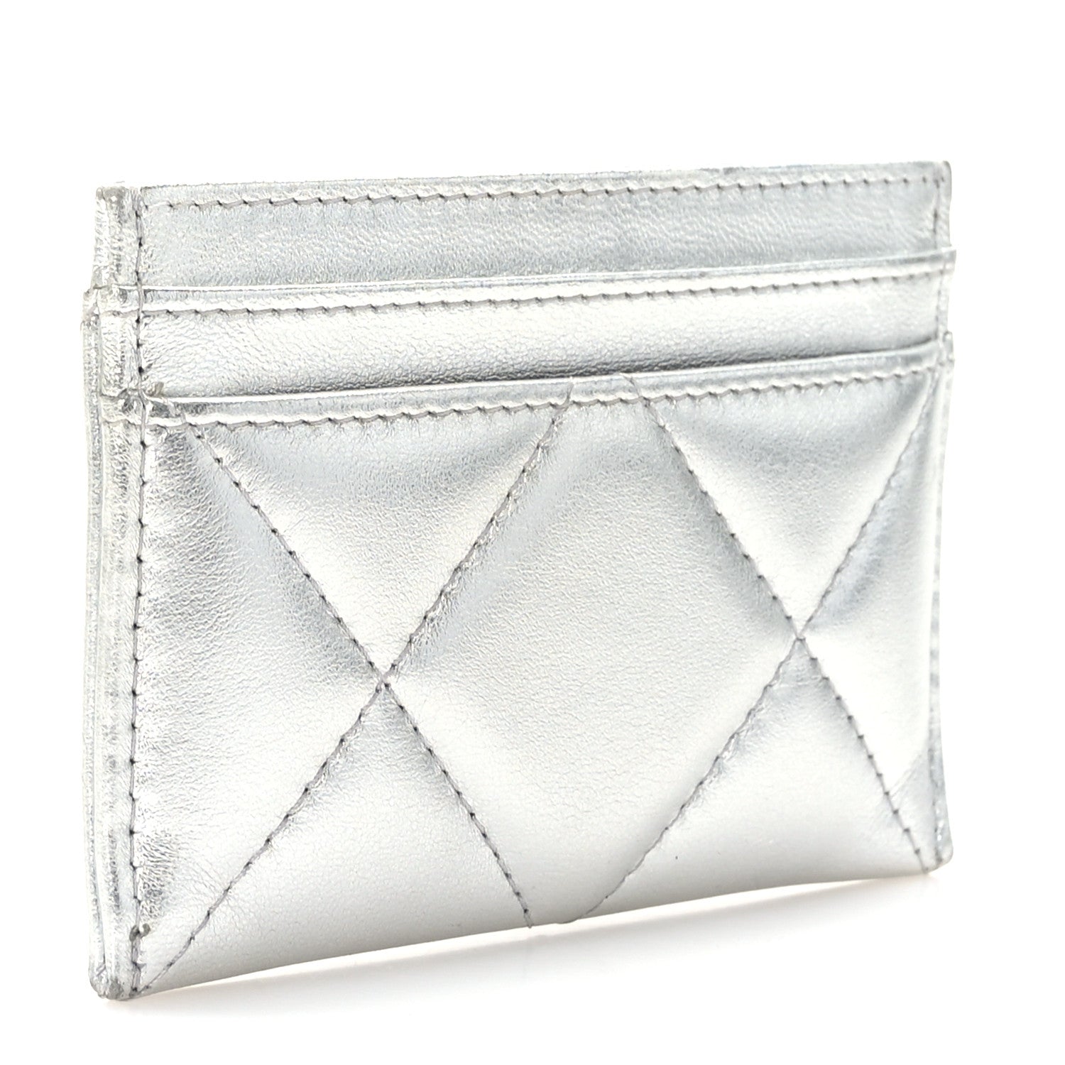 Chanel Metallic Goatskin Quilted 19 Card Holder Silver 3 of 9