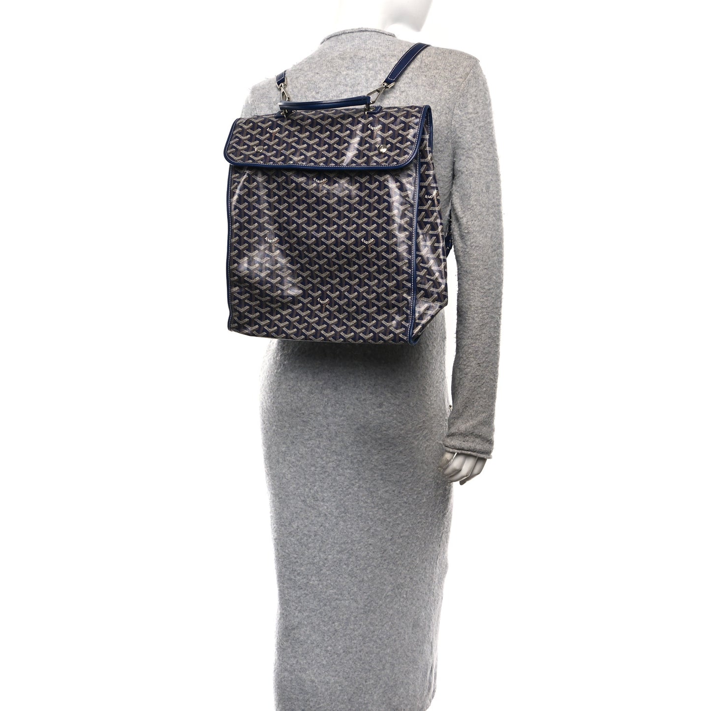 Goyardine Saint Leger Soft Briefcase Backpack Navy