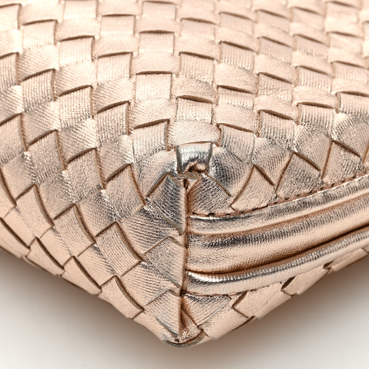 Bottega Veneta BOTTEGA VENETA Metallic Grosgrain Intrecciato Nodini Crossbody Messenger Copper 9 of 9